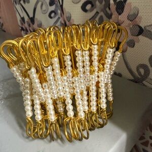 Sassy Jones Gold-Tone Hair Cuff with Pearl Beads